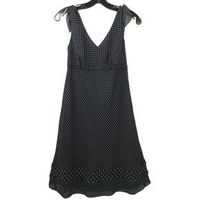 Ann Taylor Loft Black White Polka Dot Dress Size 6 Sleeveless Tied Knot Shoulder